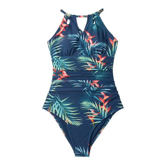 Monokini estilo halter | Navy Tropical M *