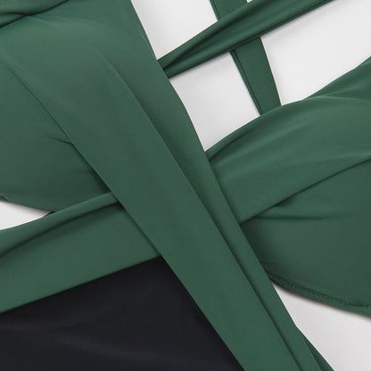 Trikini silueta top twist | Negro & Verde